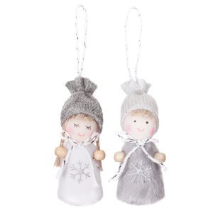 Zawieszka futerkowa dpCraft Aniołki jasne 8cm, 1szt